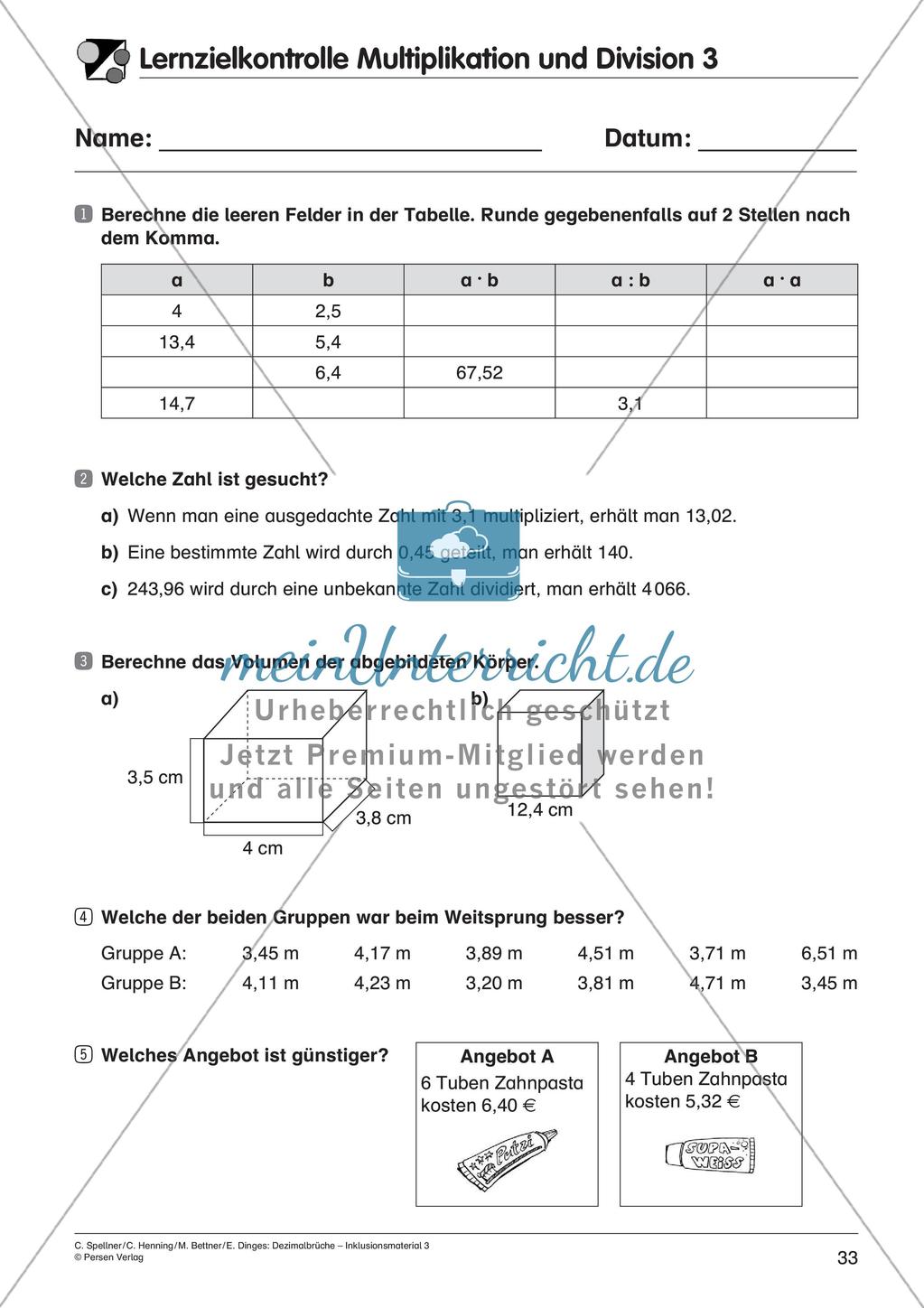 Dezimalbrüche: Multiplikation und Division Preview 35