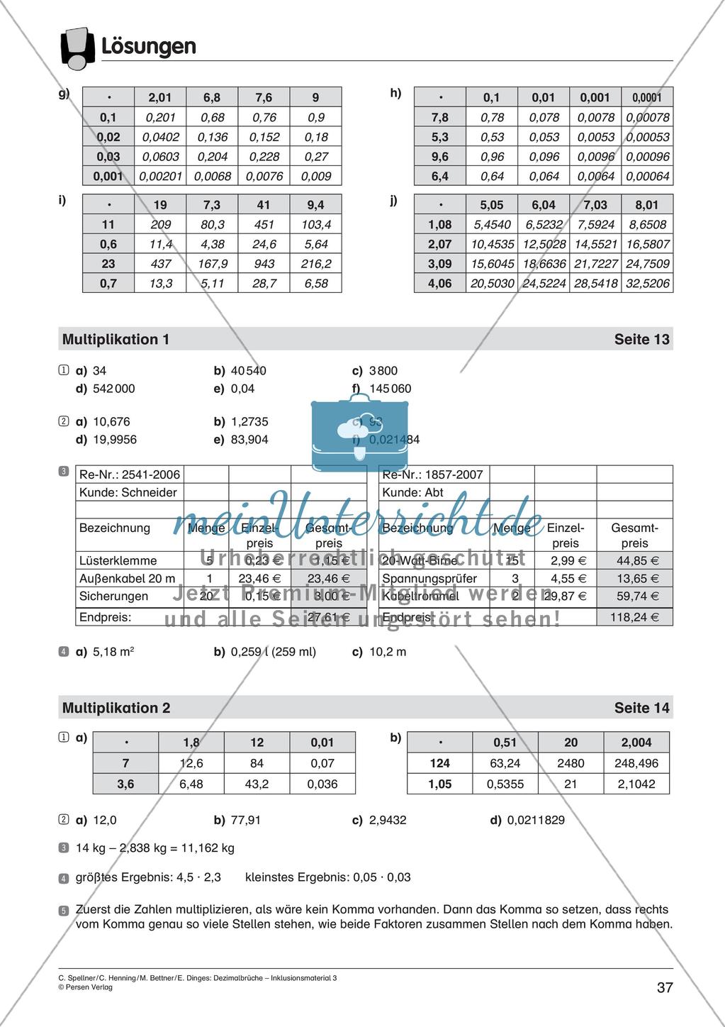 Dezimalbrüche: Multiplikation und Division Preview 39