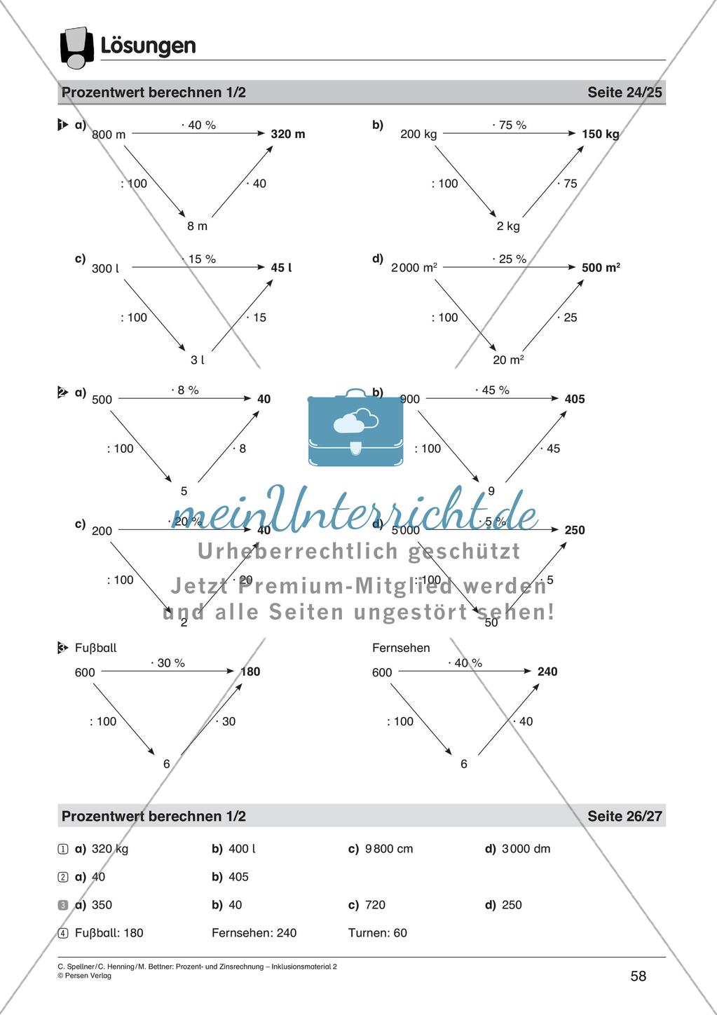 Inklusionsmaterial: Prozentrechnung Preview 60