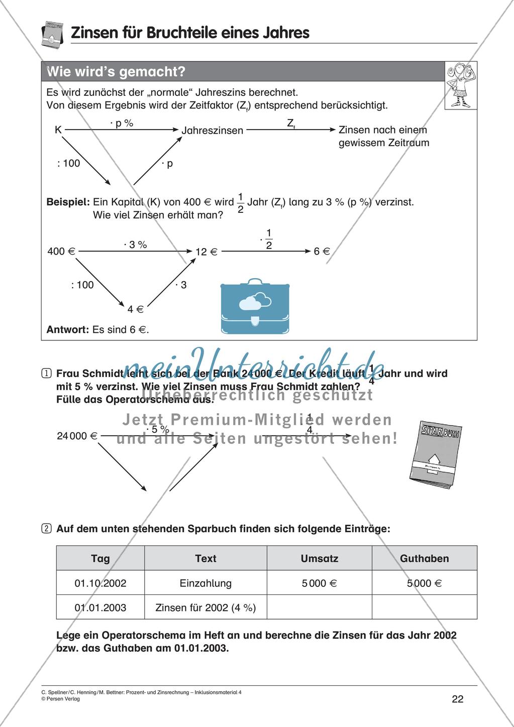 Inklusionsmaterial: Zinsrechnung Preview 24