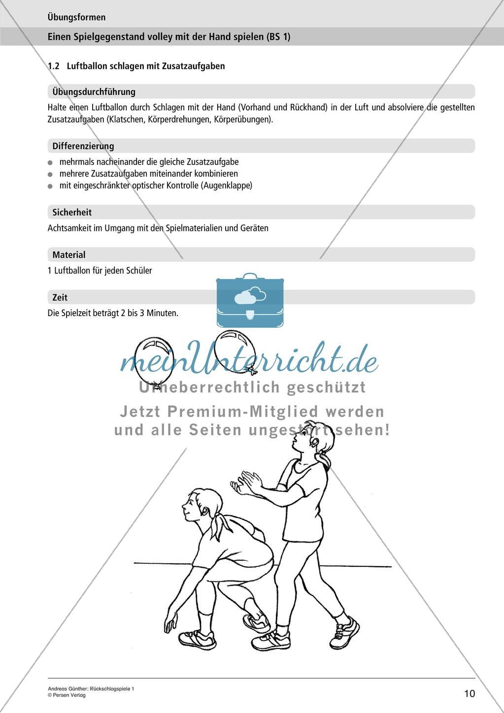 Rückschlagspiele: Einen Spielgegenstand volley mit der Hand spielen Preview 12