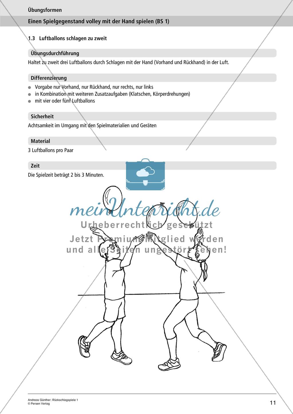 Rückschlagspiele: Einen Spielgegenstand volley mit der Hand spielen Preview 13