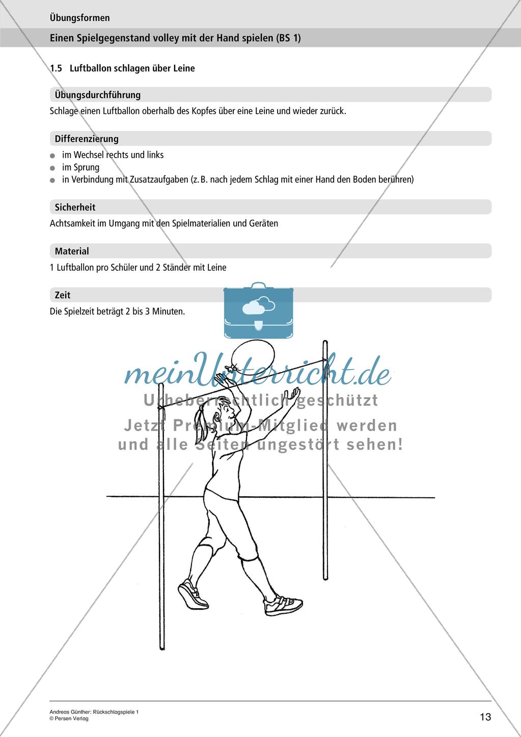 Rückschlagspiele: Einen Spielgegenstand volley mit der Hand spielen Preview 15