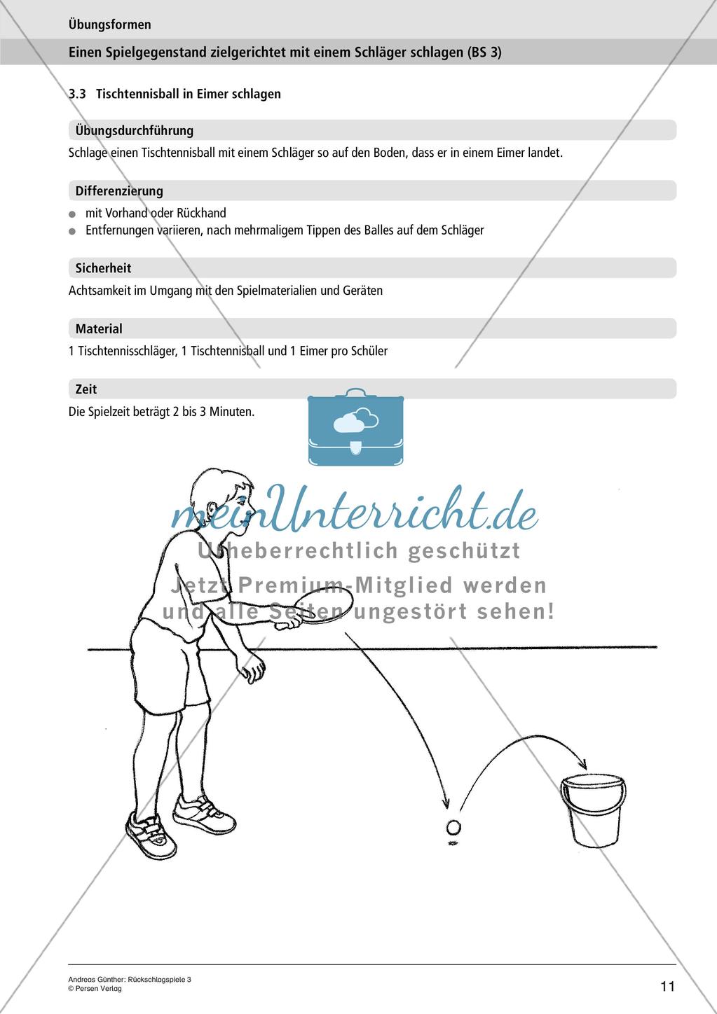 Rückschlagspiele: Spielgegenstände zielgerichtet mit einem Schläger schlagen Preview 13