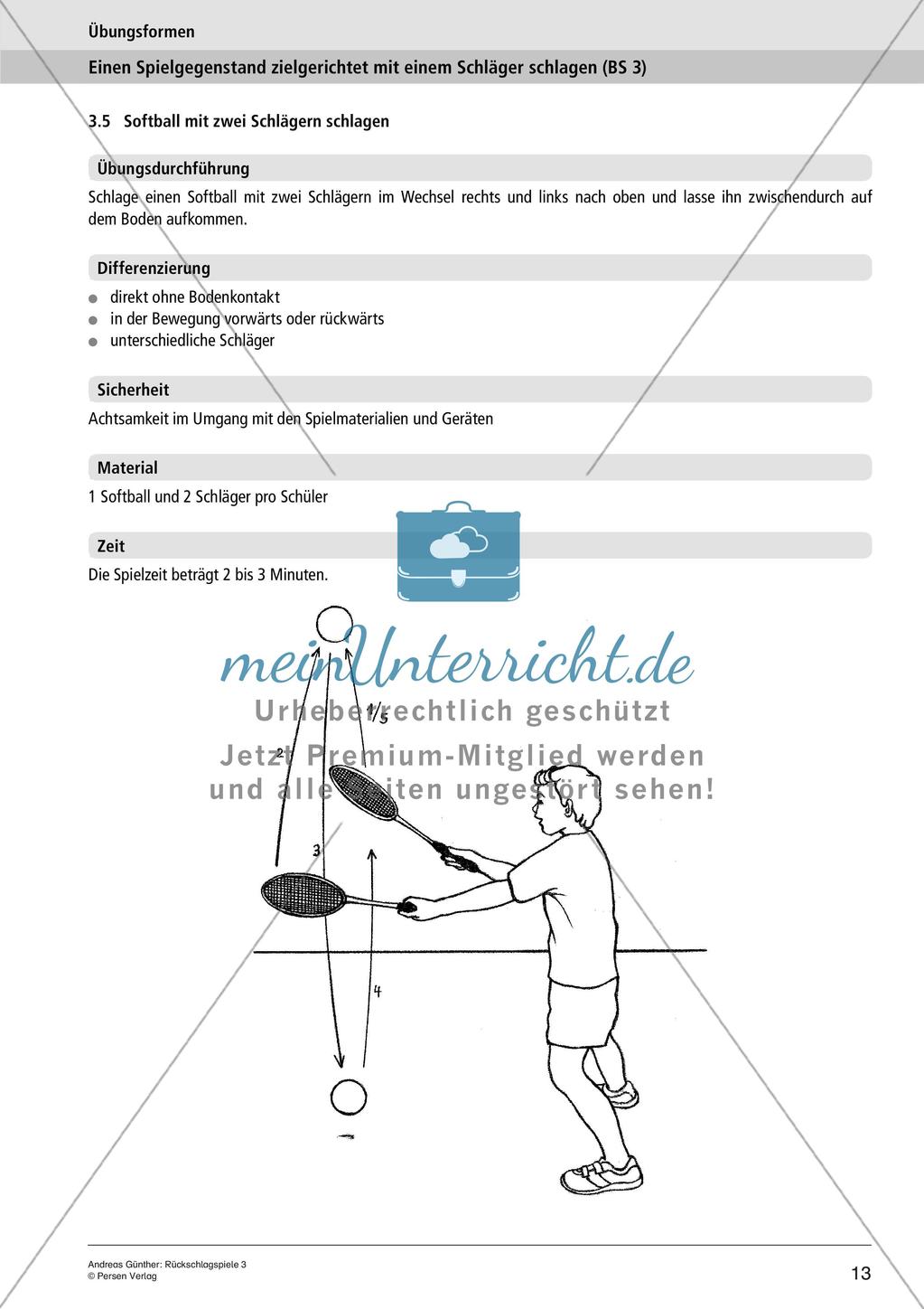 Rückschlagspiele: Spielgegenstände zielgerichtet mit einem Schläger schlagen Preview 15