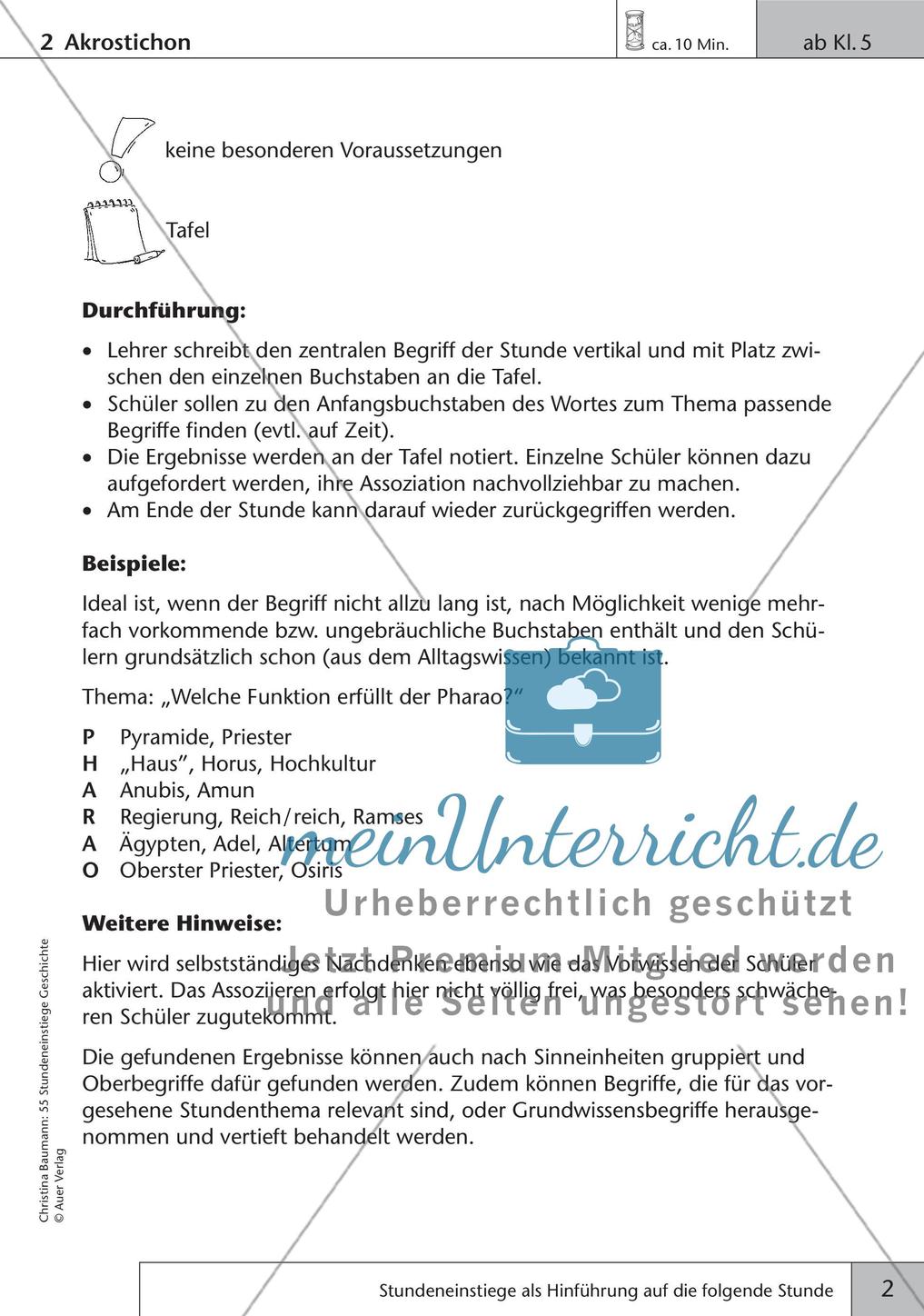 Stundeneinstiege: Hinführung auf die folgende Stunde Preview 4