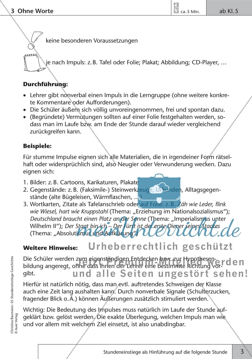 Stundeneinstiege: Hinführung auf die folgende Stunde Preview 5