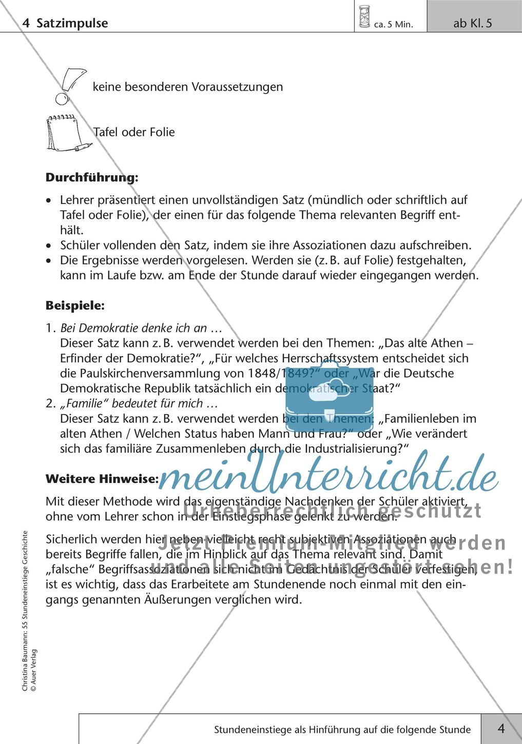 Stundeneinstiege: Hinführung auf die folgende Stunde Preview 6