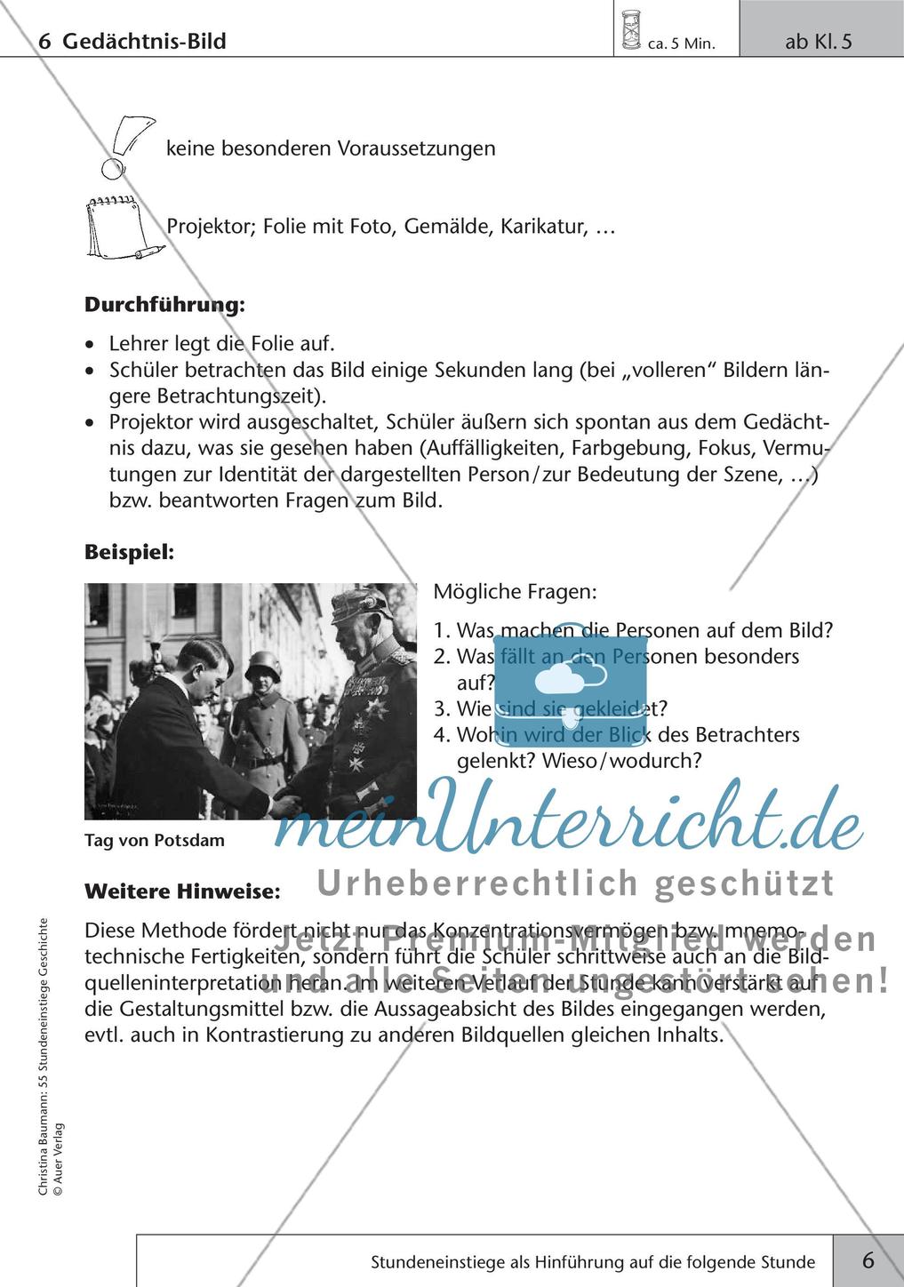 Stundeneinstiege: Hinführung auf die folgende Stunde Preview 8