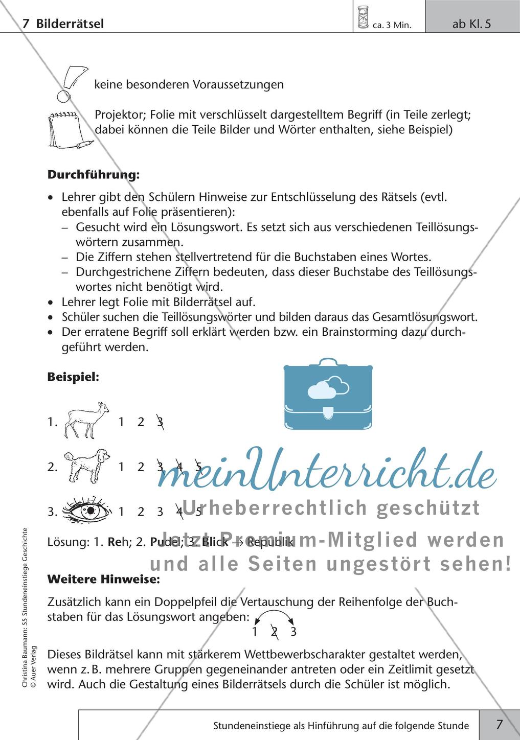 Stundeneinstiege: Hinführung auf die folgende Stunde Preview 9