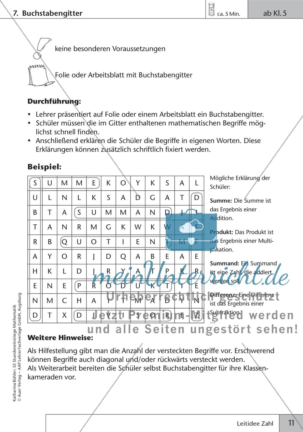 Stundeneinstiege: Leitidee Zahl Preview 13