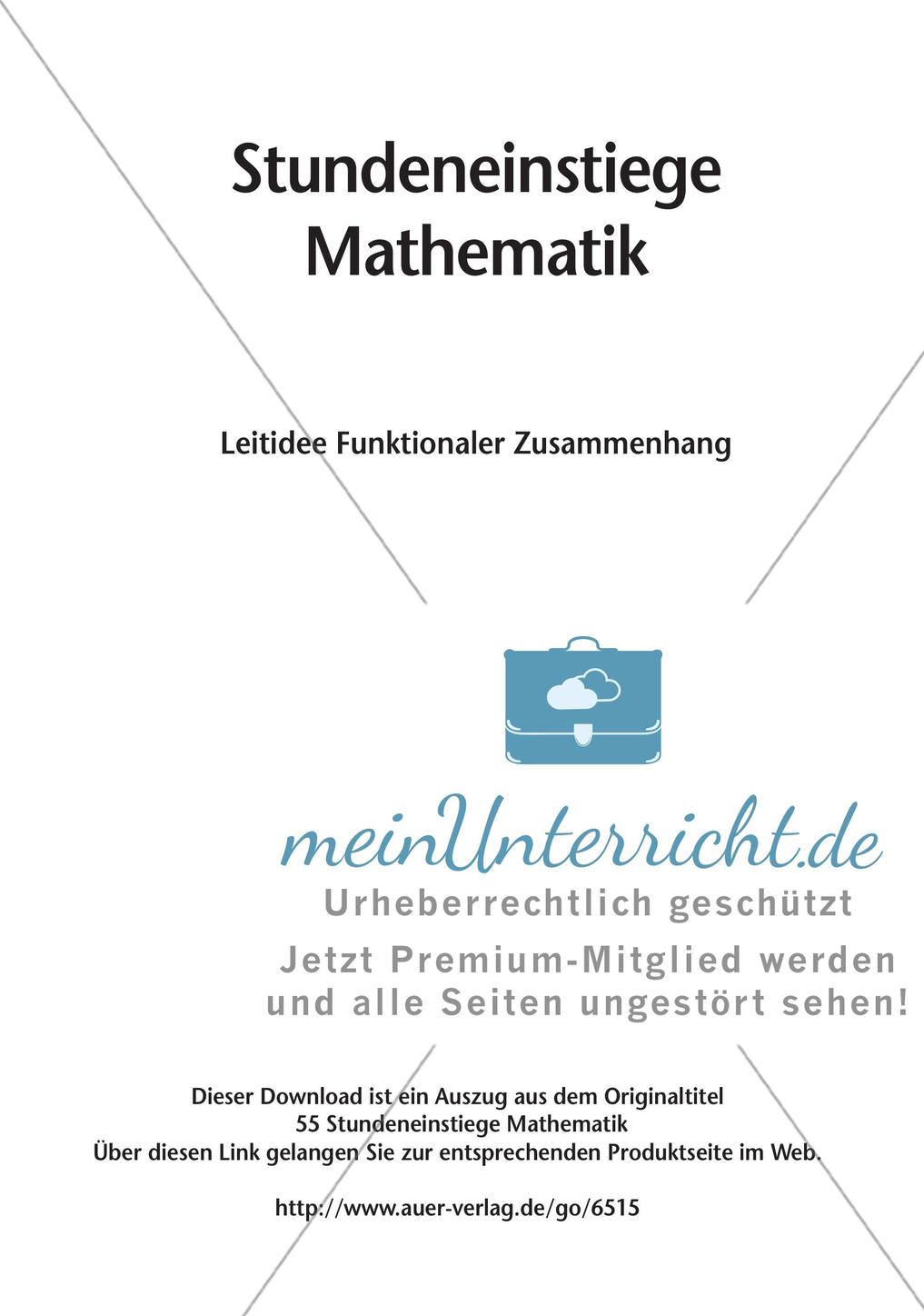 Stundeneinstiege: Leitidee Funktionaler Zusammenhang Preview 2
