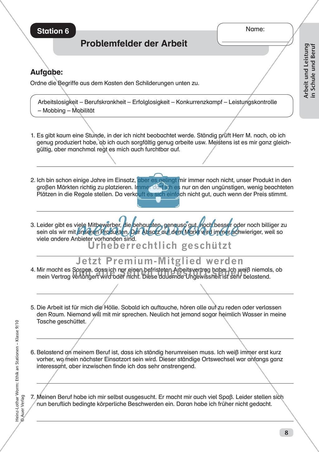 Ethik an Stationen: Arbeit und Leistung in Schule und Beruf Preview 10