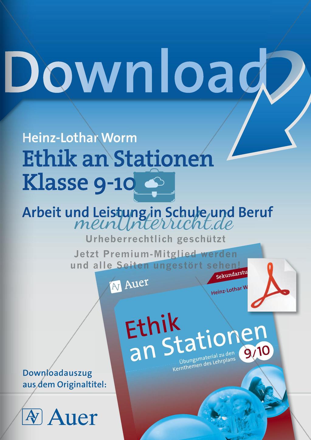 Ethik an Stationen: Arbeit und Leistung in Schule und Beruf Preview 1