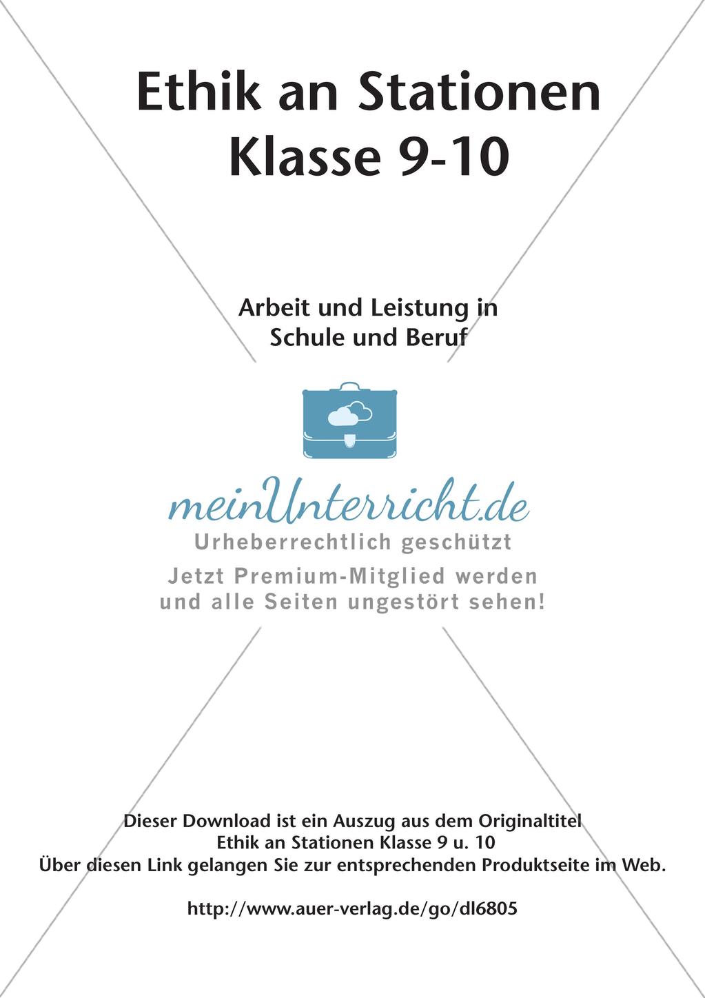 Ethik an Stationen: Arbeit und Leistung in Schule und Beruf Preview 2
