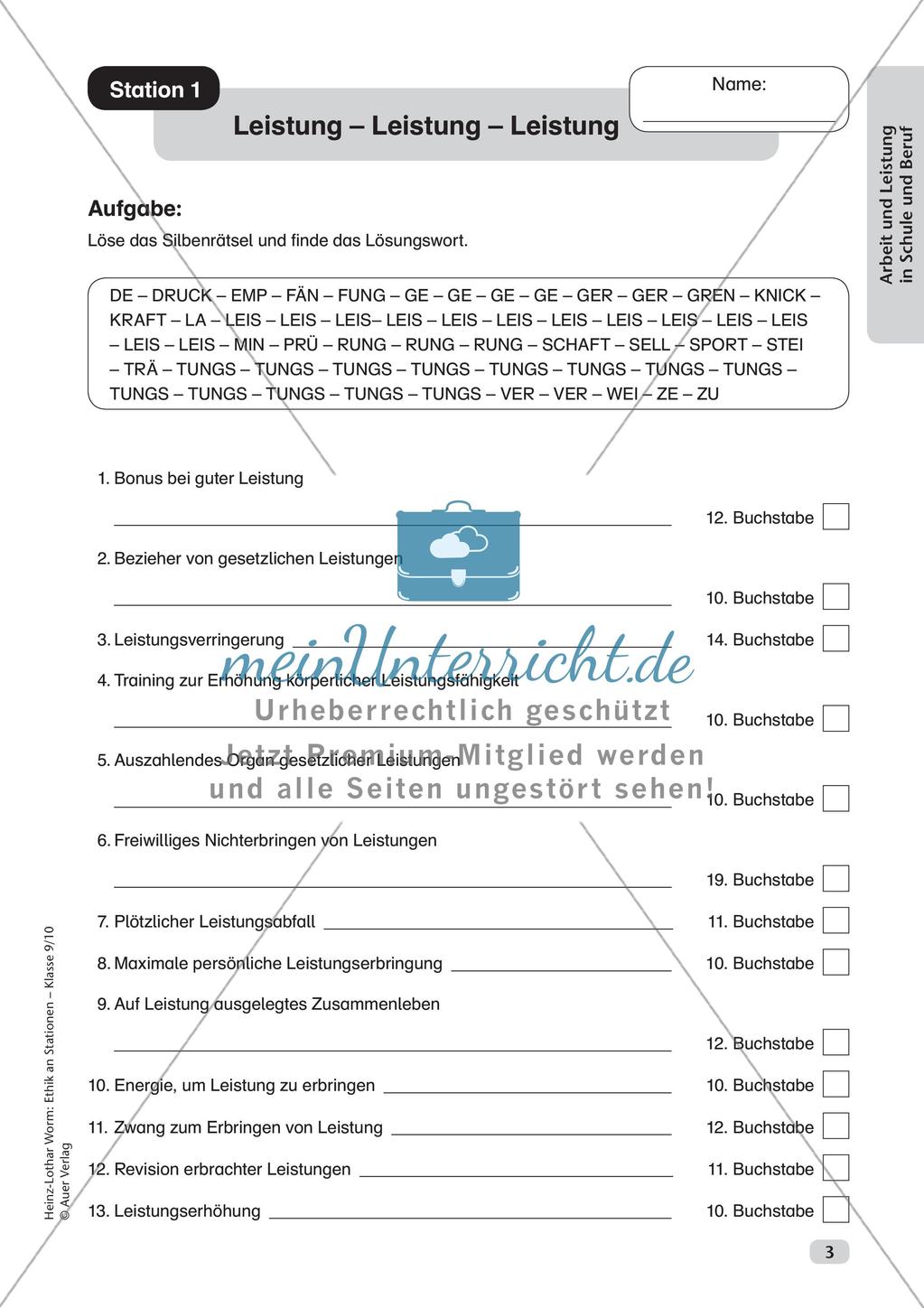 Ethik an Stationen: Arbeit und Leistung in Schule und Beruf Preview 5