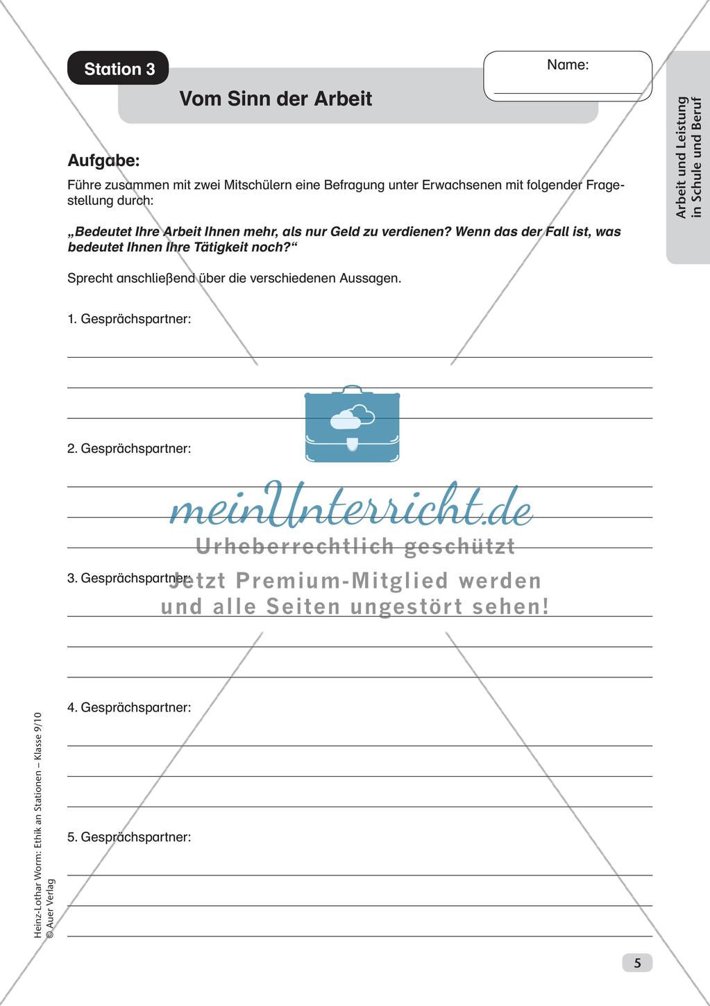 Ethik an Stationen: Arbeit und Leistung in Schule und Beruf Preview 7