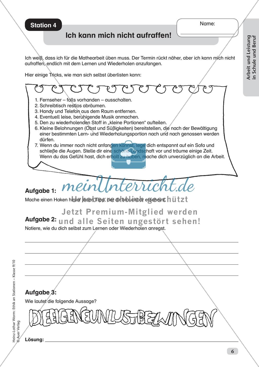 Ethik an Stationen: Arbeit und Leistung in Schule und Beruf Preview 8