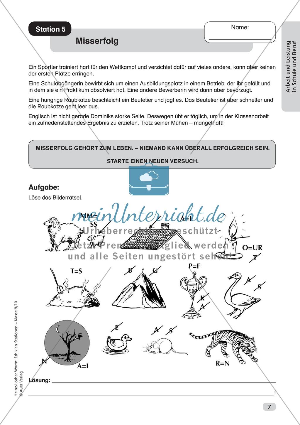 Ethik an Stationen: Arbeit und Leistung in Schule und Beruf Preview 9