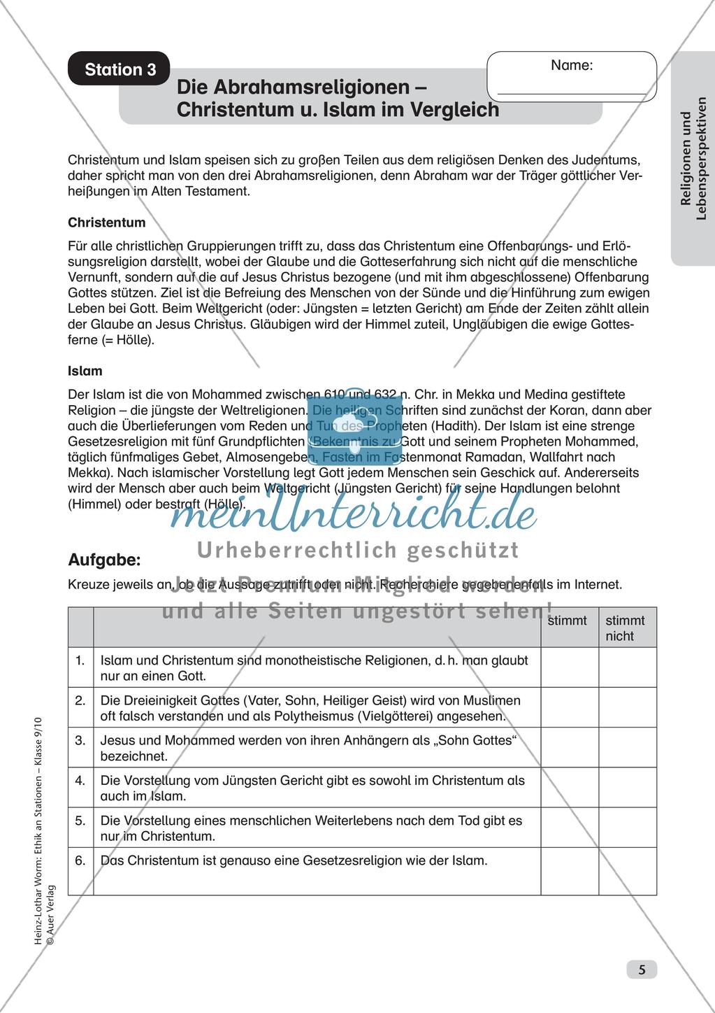 Ethik an Stationen: Religionen und Lebensperspektiven Preview 7