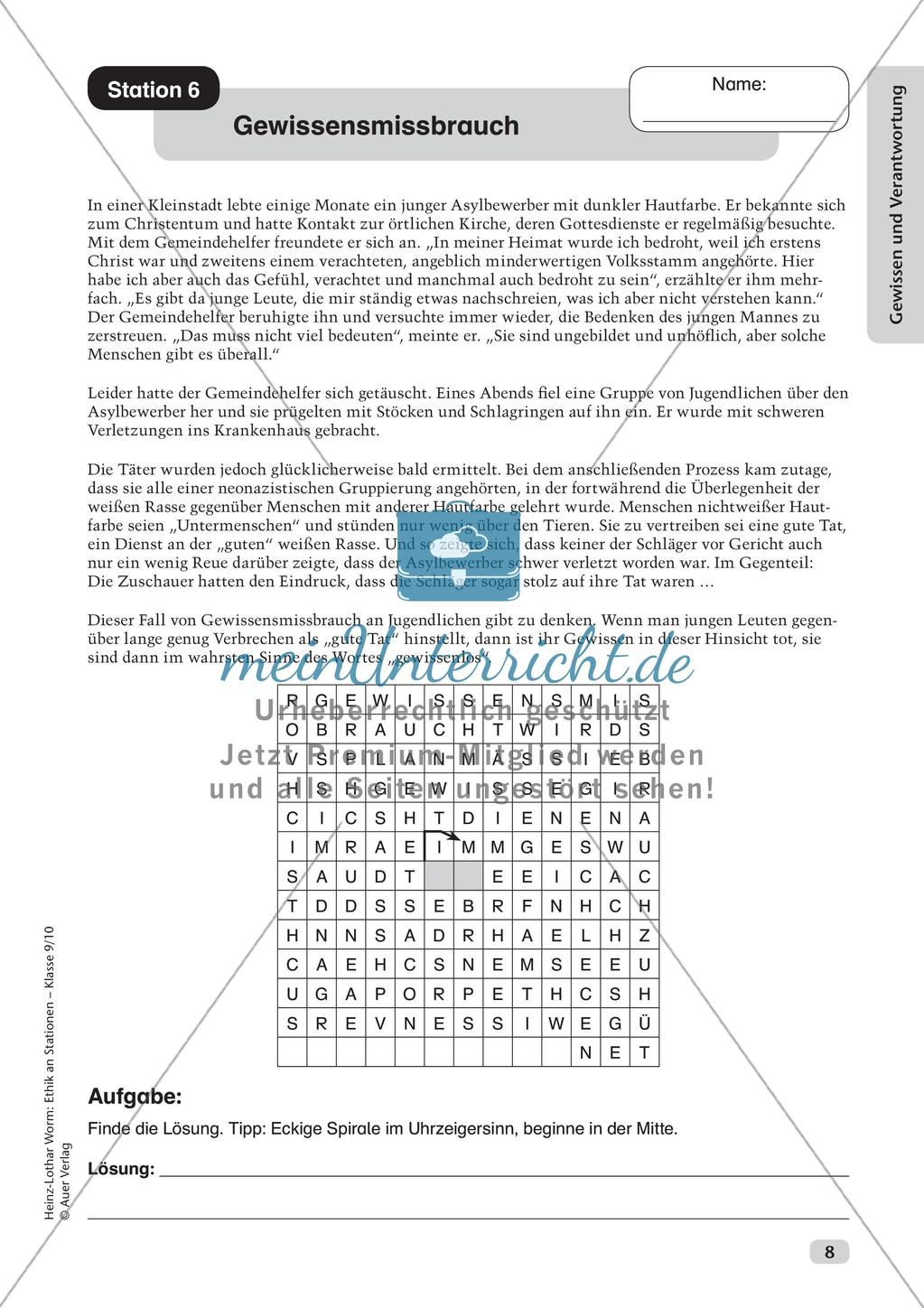 Ethik an Stationen: Gewissen und Verantwortung Preview 10