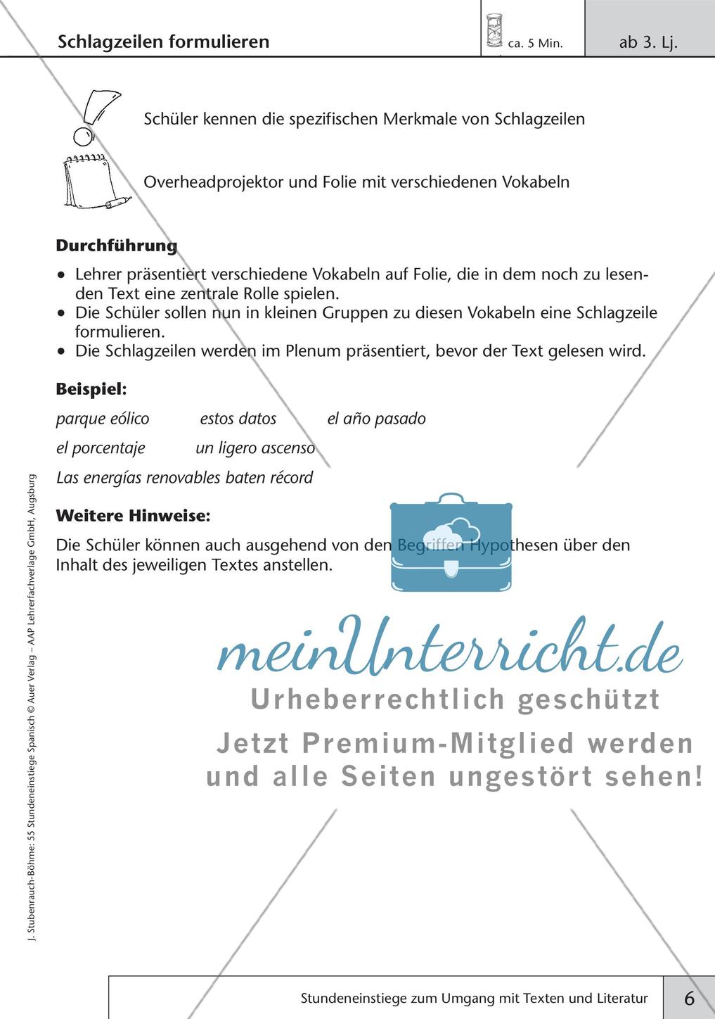 Stundeneinstiege zum Thema Literatur Preview 8