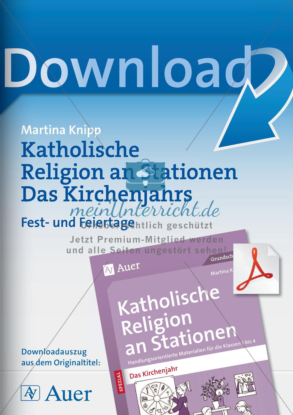 Kath. Religion: Fest- und Feiertage im Kirchenjahr Preview 1