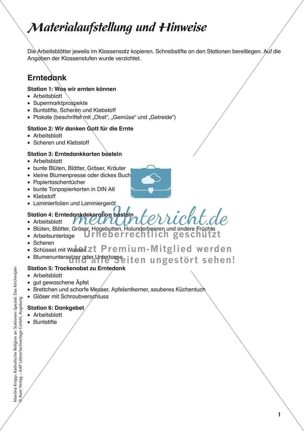 Kath. Religion an Stationen: Erntedank Preview 3