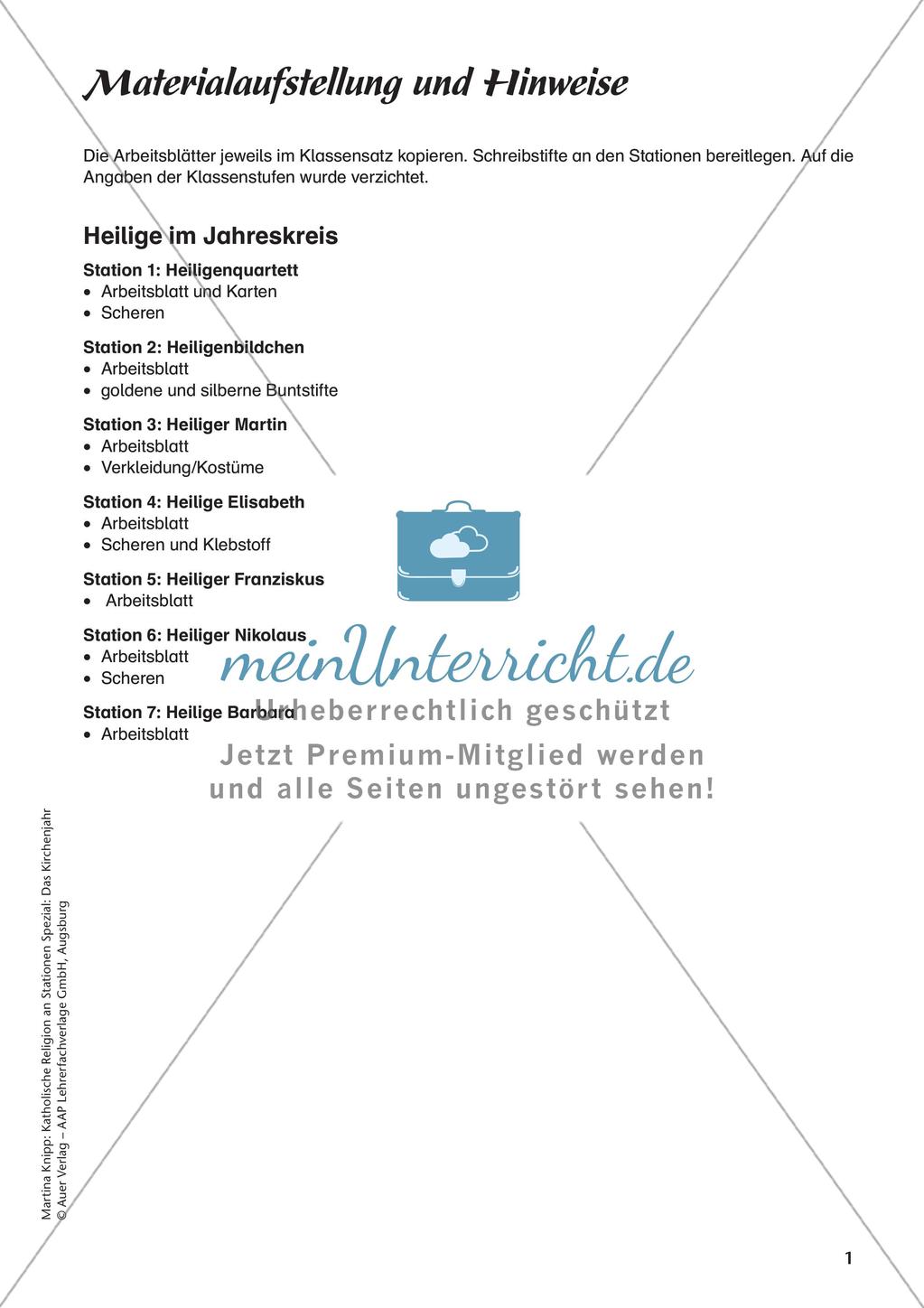 Kath. Religion: Heilige im Jahreskreis Preview 3