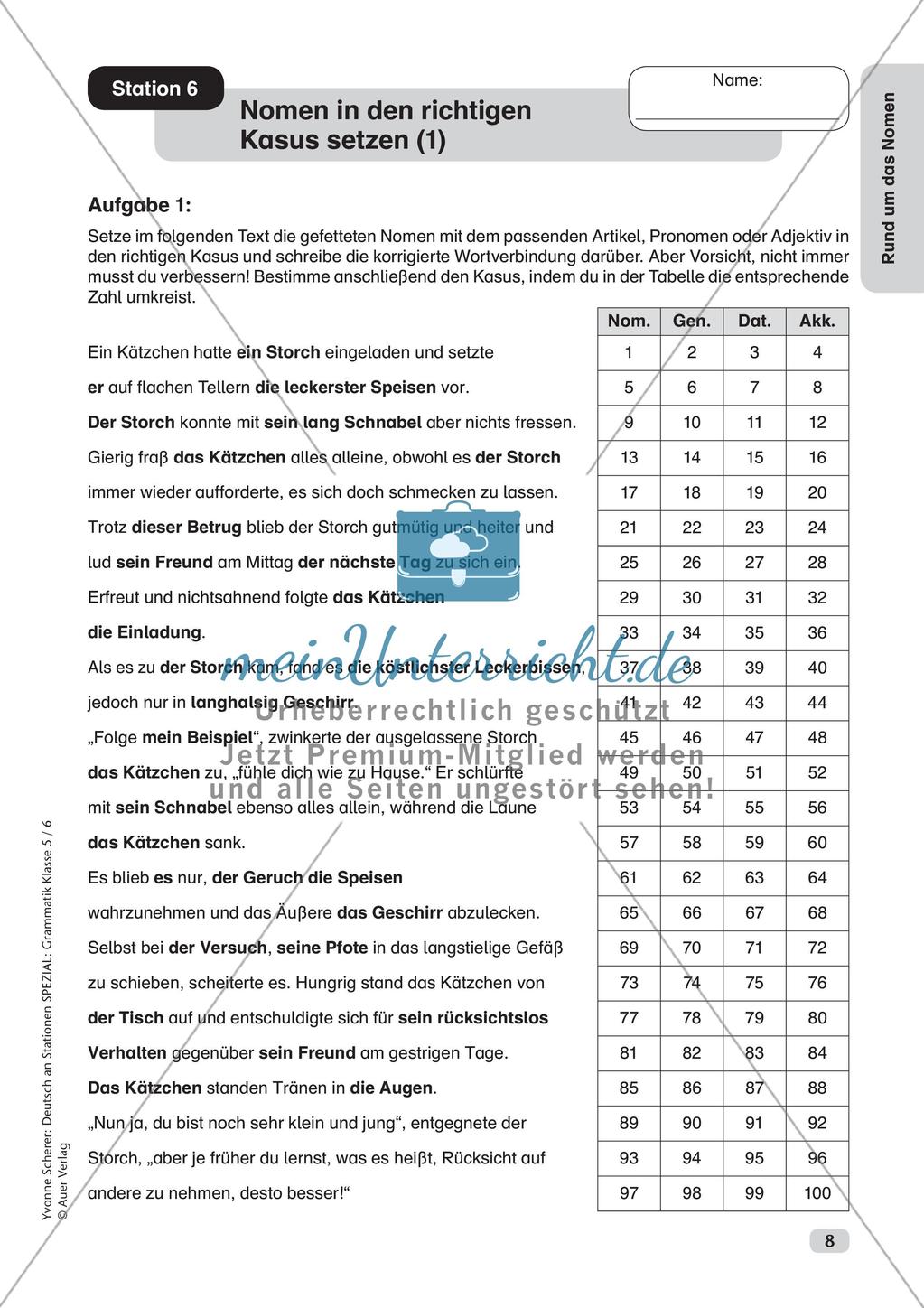 Stationenarbeit Grammatik: Nomen Preview 10