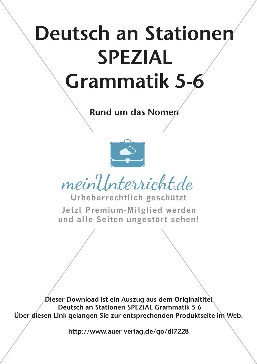 Stationenarbeit Grammatik: Nomen Preview 2