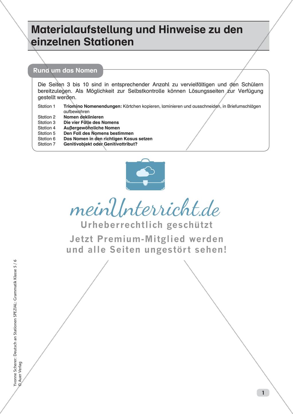 Stationenarbeit Grammatik: Nomen Preview 3