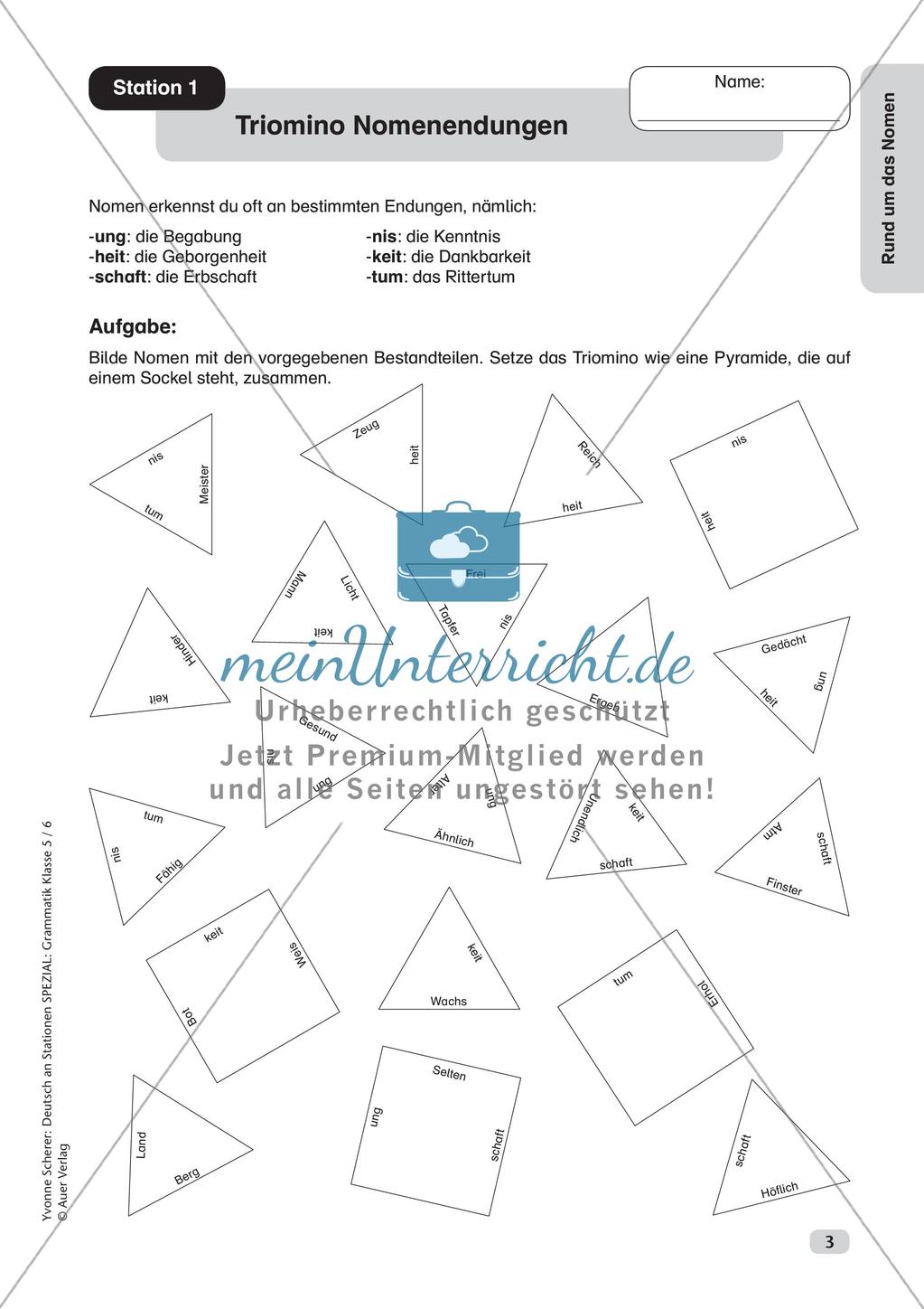 Stationenarbeit Grammatik: Nomen Preview 5