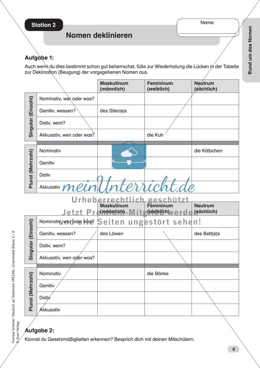 Stationenarbeit Grammatik: Nomen Preview 6