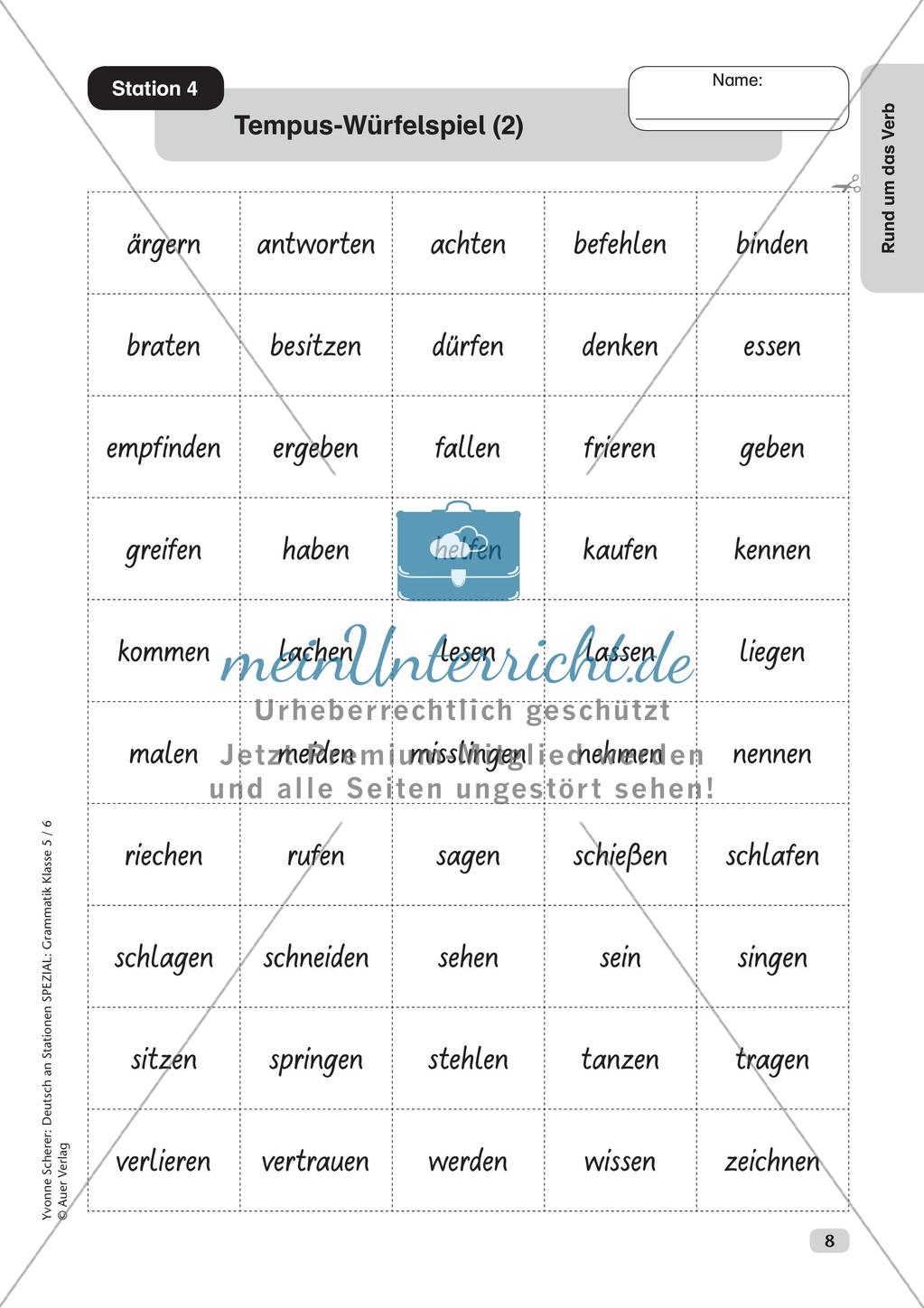 Stationenarbeit Grammatik: Verben Preview 10