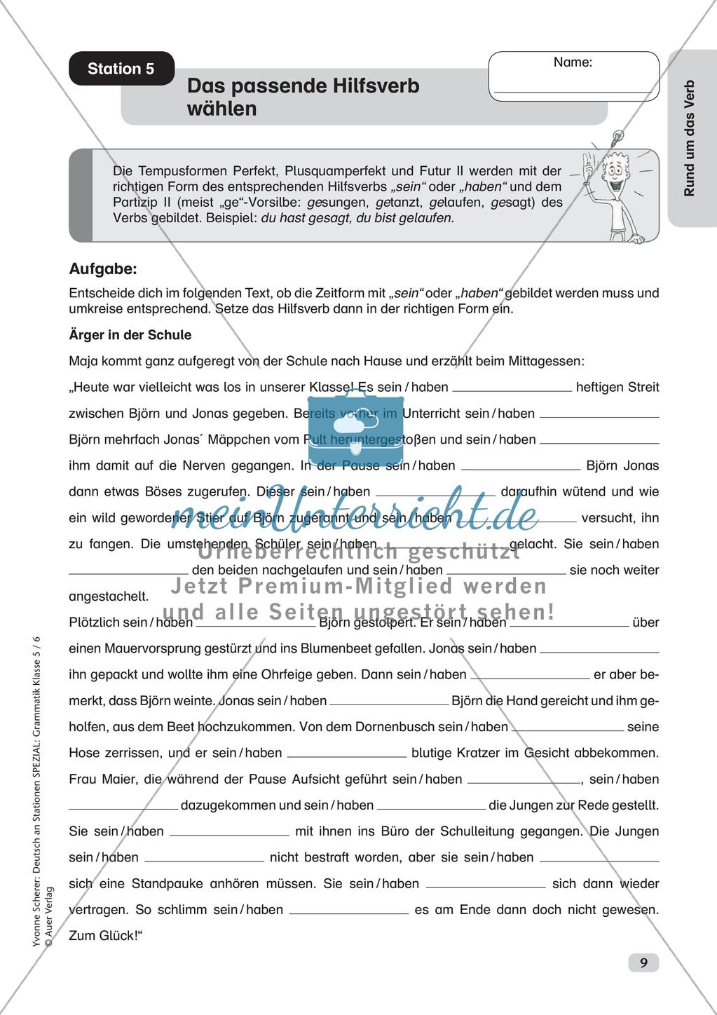 Stationenarbeit Grammatik: Verben Preview 11