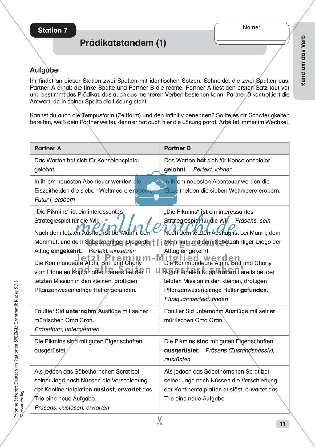 Stationenarbeit Grammatik: Verben Preview 13