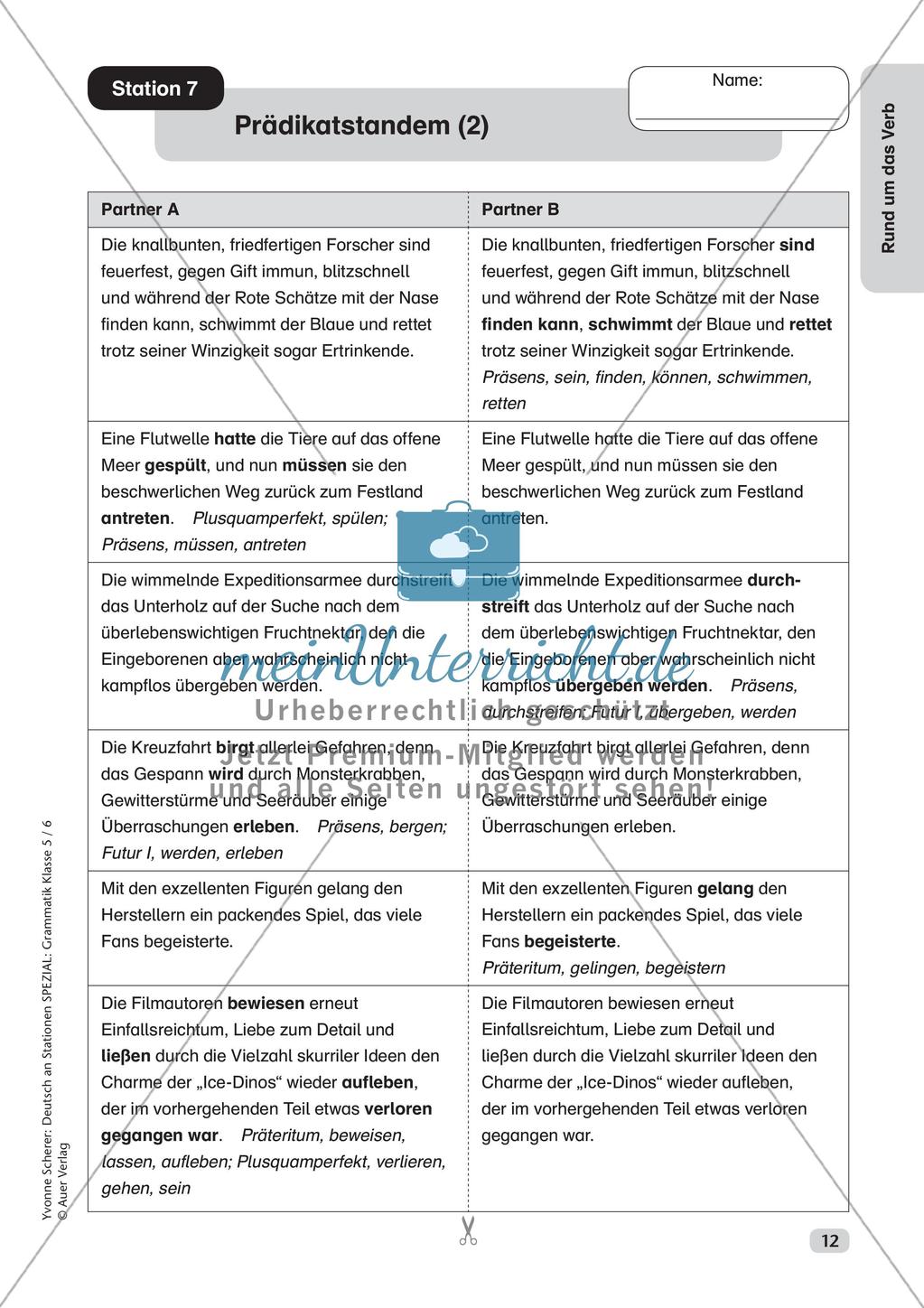 Stationenarbeit Grammatik: Verben Preview 14