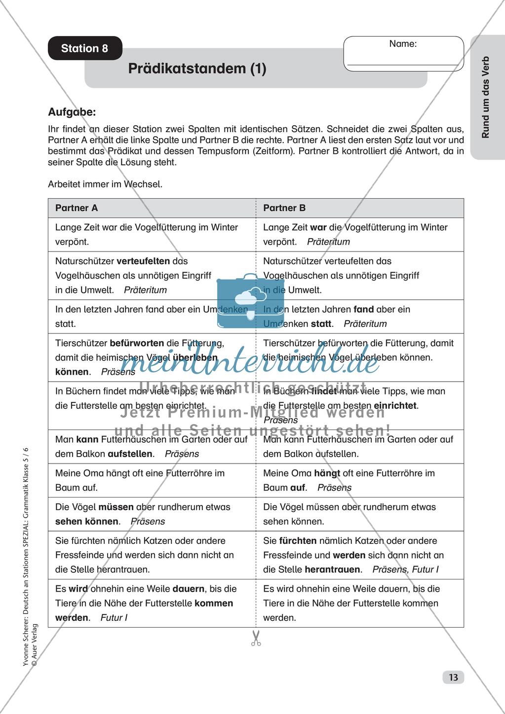 Stationenarbeit Grammatik: Verben Preview 15