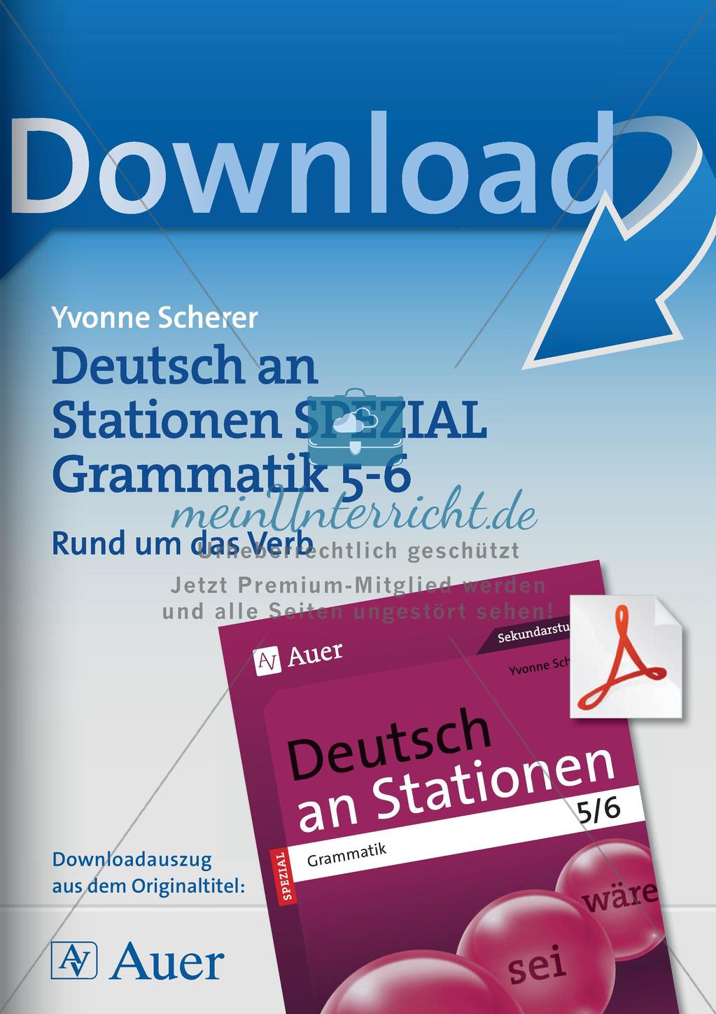 Stationenarbeit Grammatik: Verben Preview 1