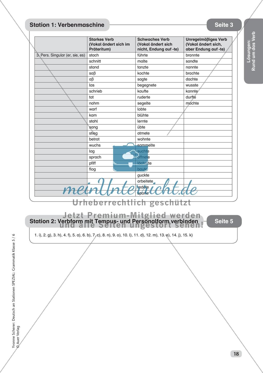 Stationenarbeit Grammatik: Verben Preview 20