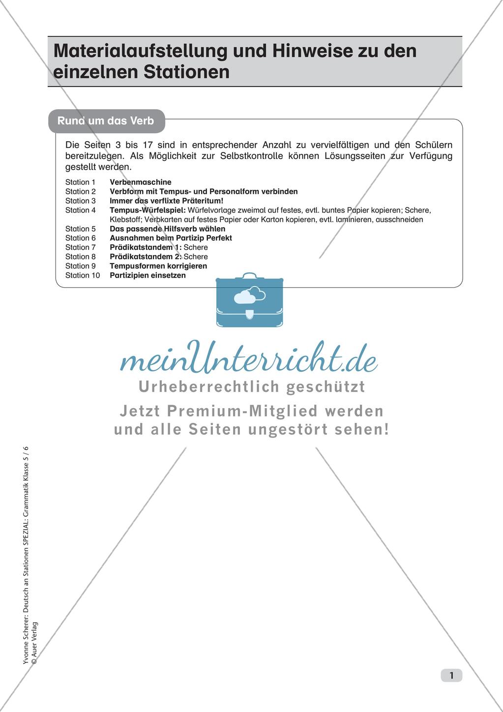 Stationenarbeit Grammatik: Verben Preview 3
