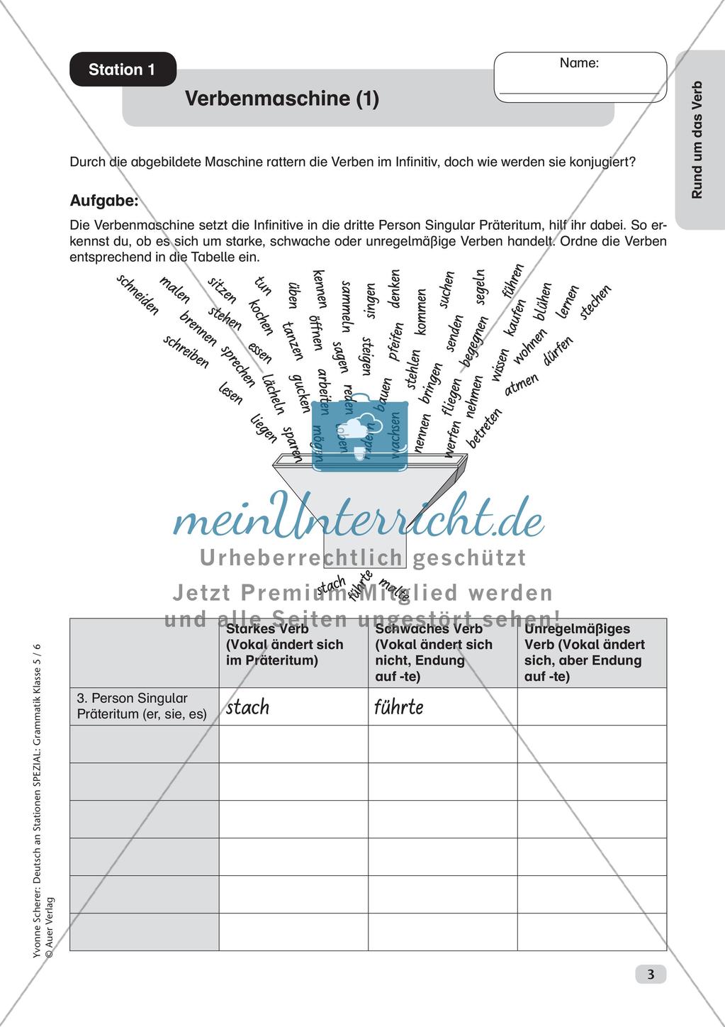 Stationenarbeit Grammatik: Verben Preview 5