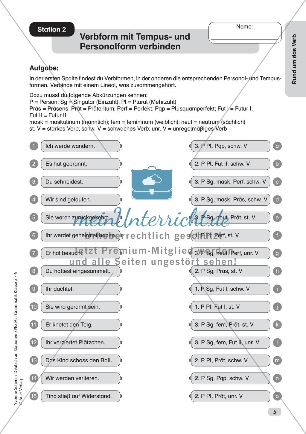 Stationenarbeit Grammatik: Verben Preview 7