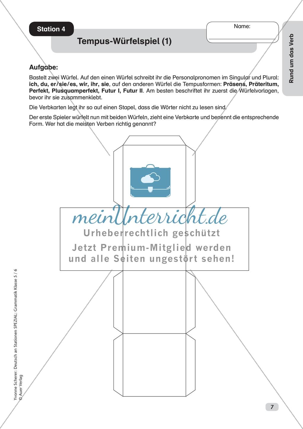Stationenarbeit Grammatik: Verben Preview 9