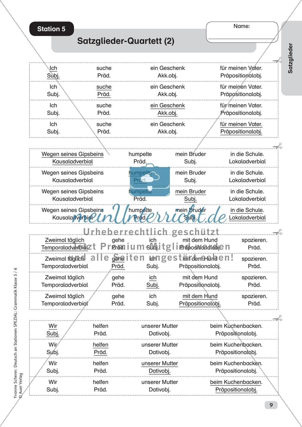 Stationenarbeit Grammatik: Satzglieder Preview 11