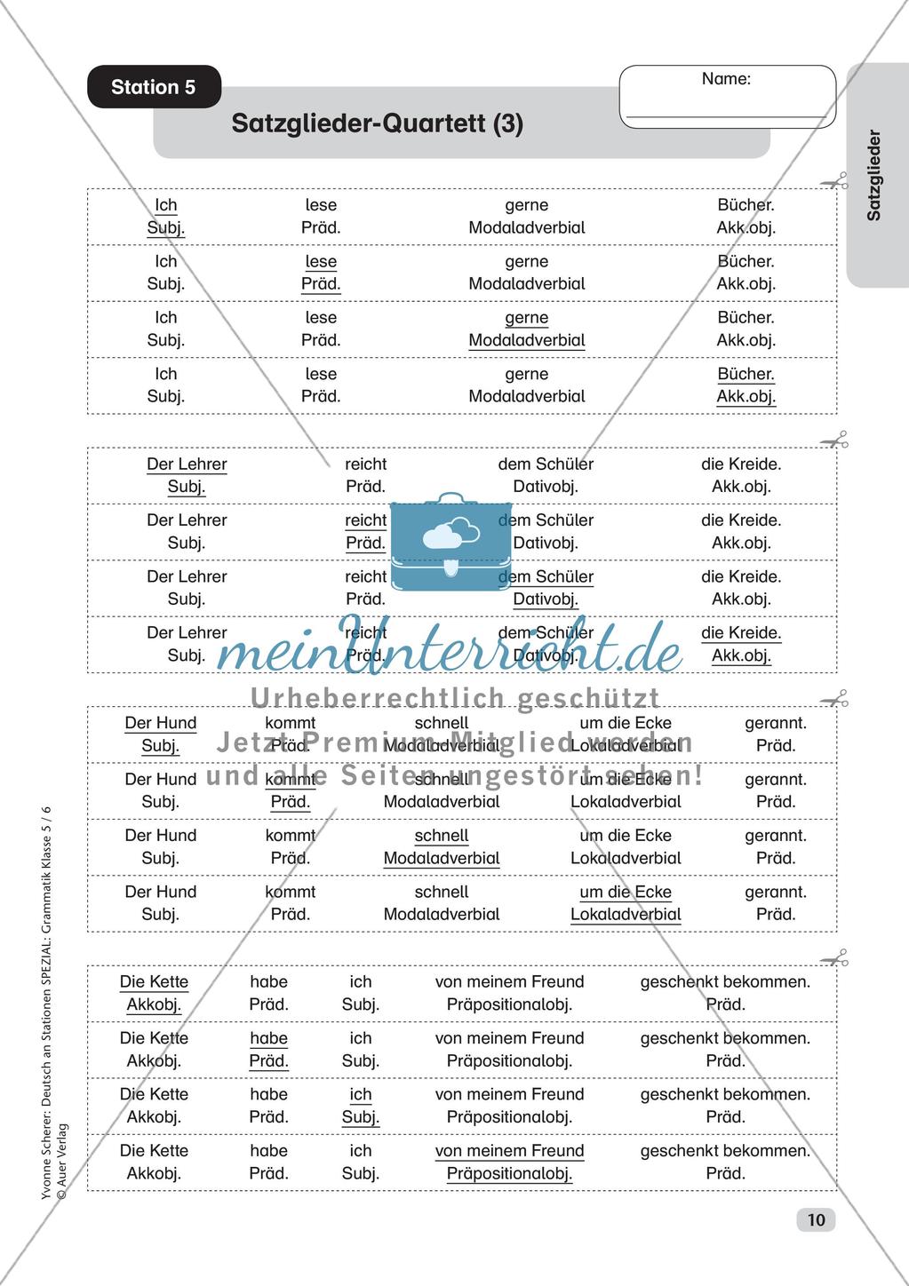 Stationenarbeit Grammatik: Satzglieder Preview 12