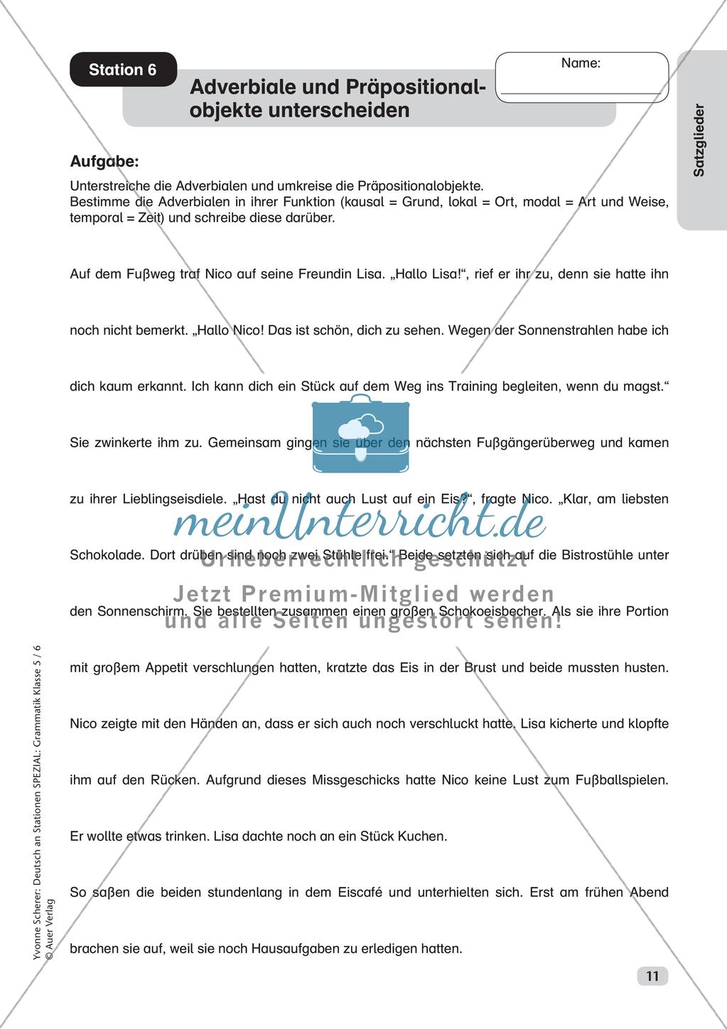 Stationenarbeit Grammatik: Satzglieder Preview 13