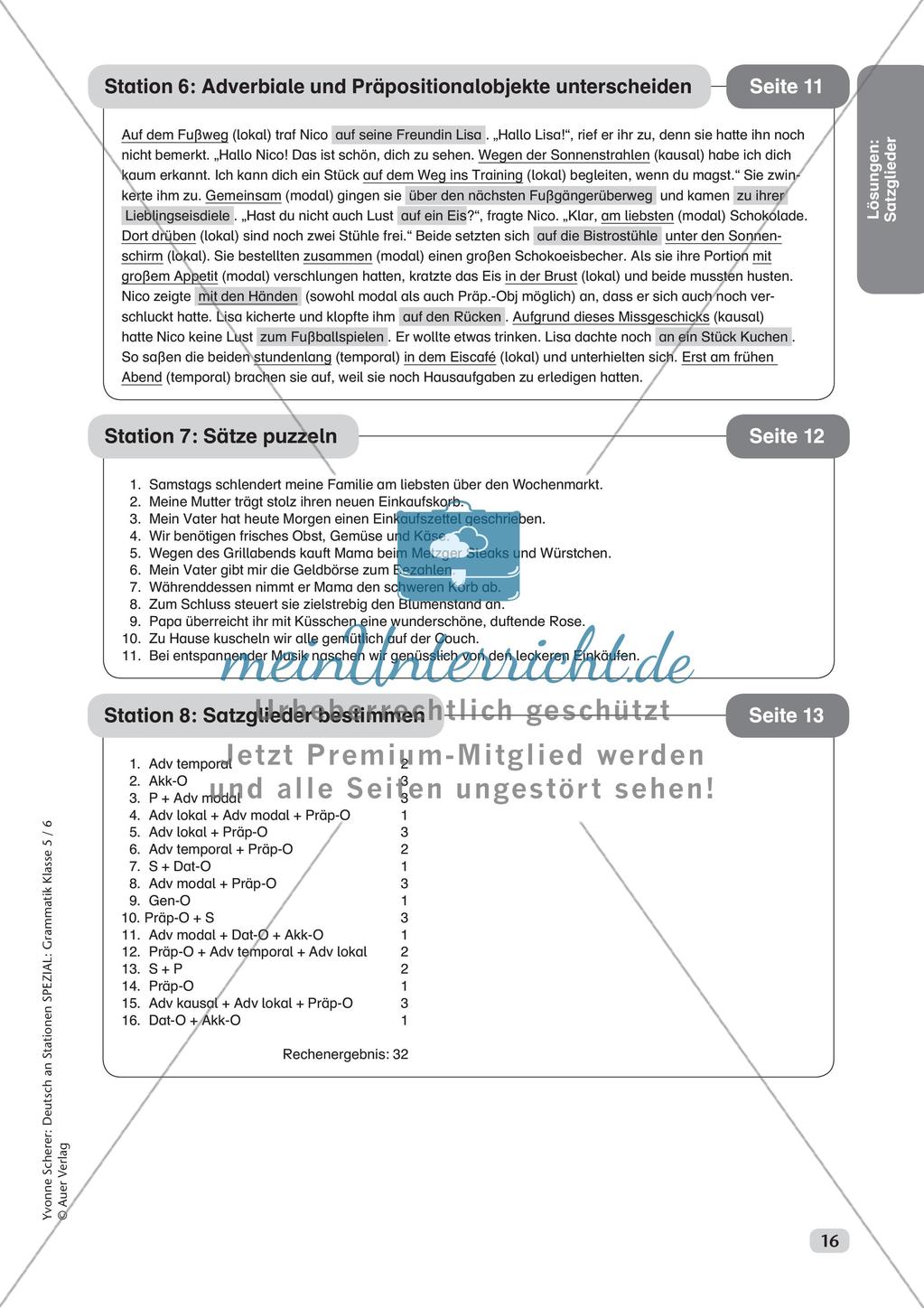 Stationenarbeit Grammatik: Satzglieder Preview 18