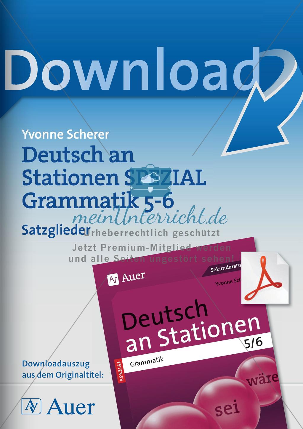 Stationenarbeit Grammatik: Satzglieder Preview 1